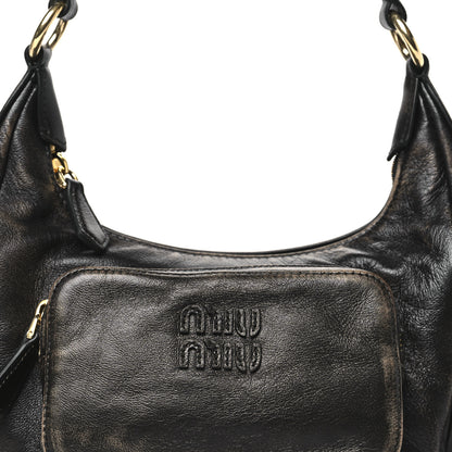 Miu Miu Distressed Nappa Pocket Bag Sand Coffee 7 of 9
