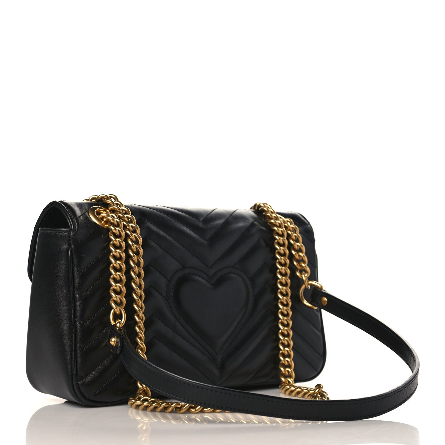 Calfskin Matelasse Small GG Marmont Shoulder Bag Black