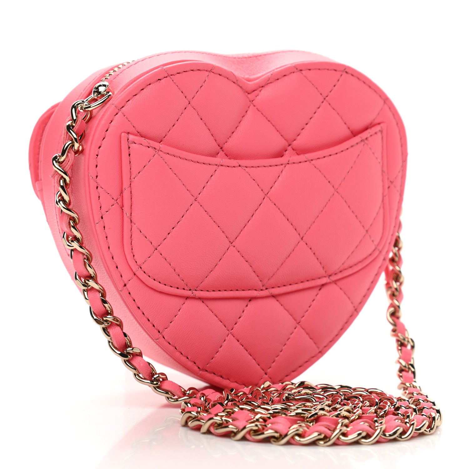Chanel Lambskin Quilted CC In Love Heart Clutch With Chain Pink 3 of 11