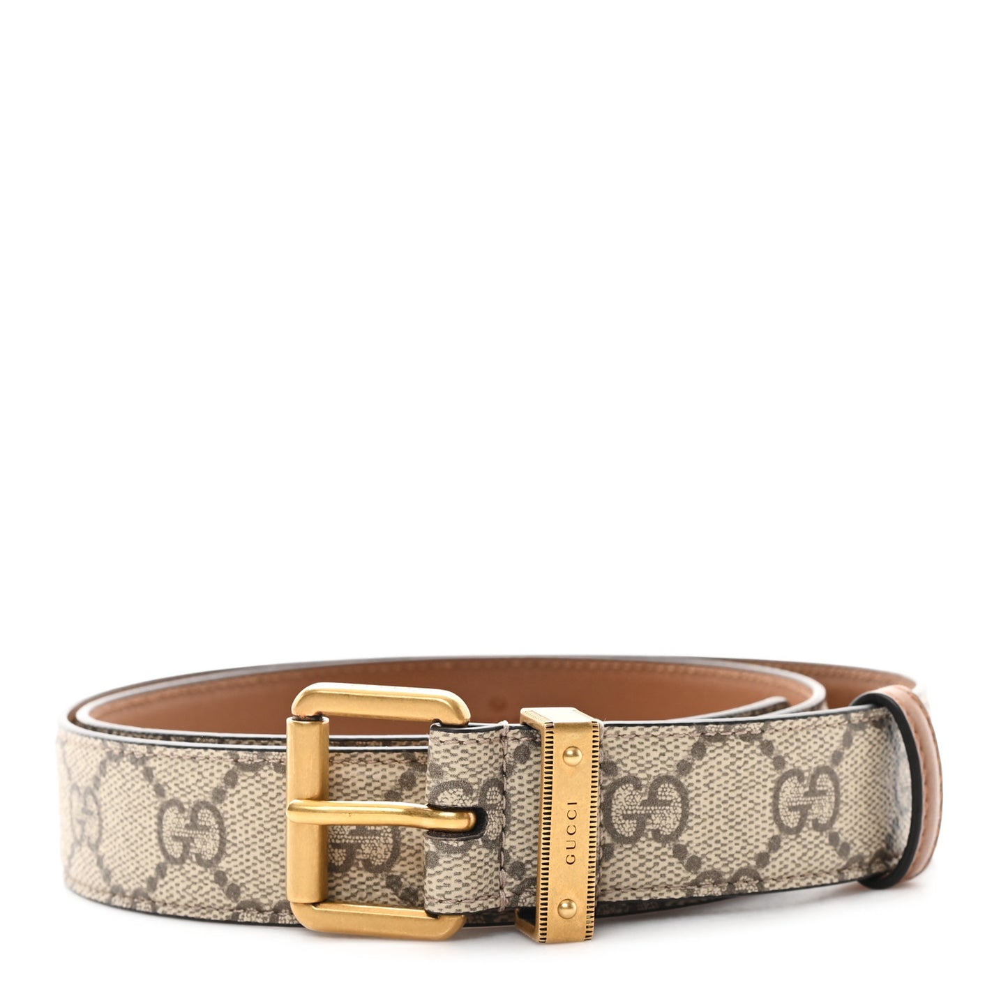 GG Supreme Monogram Calfskin Square 30mm Belt 90 36 Beige Ebony Old Sundial