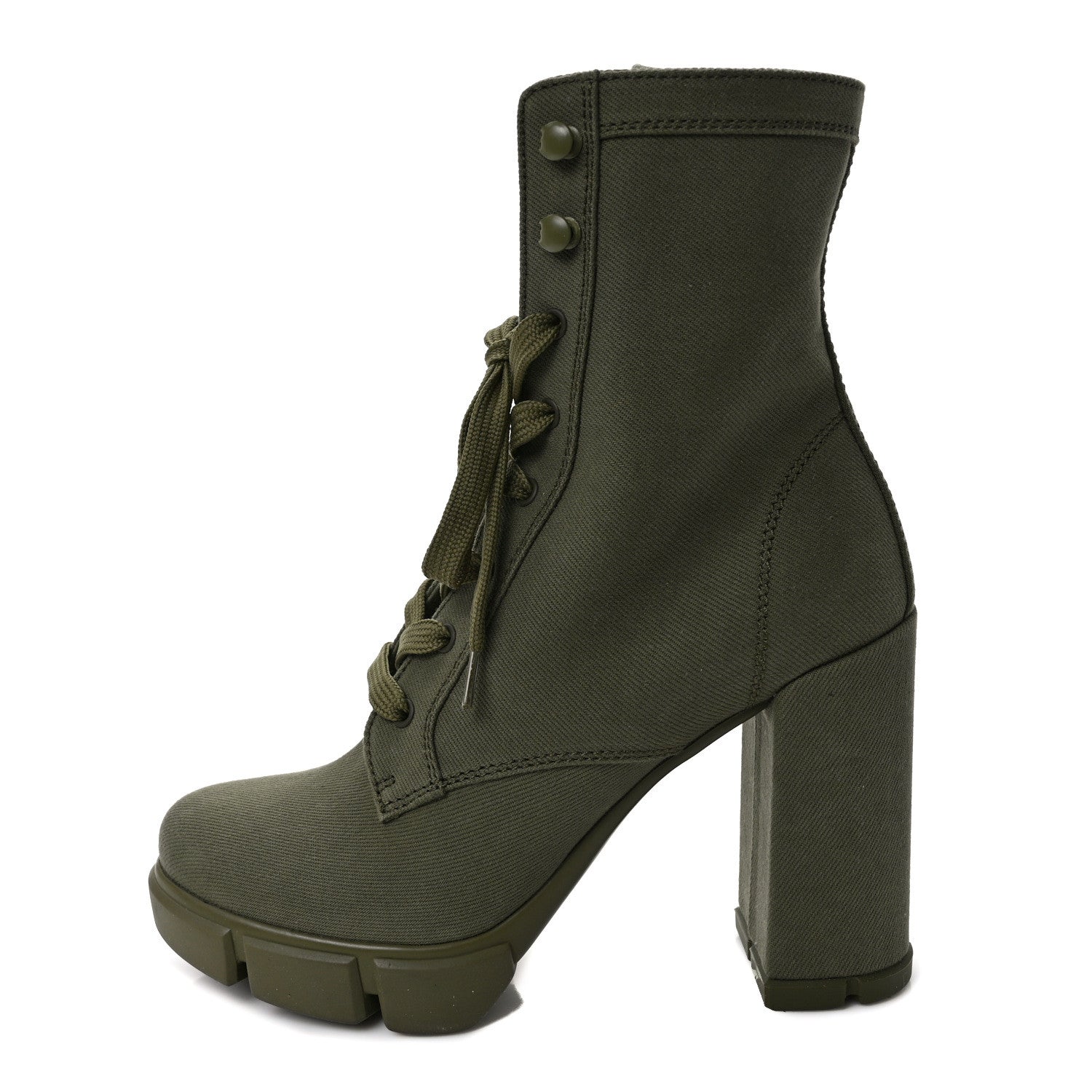 Prada Washed Denim Lace Up 110mm Ankle Boots 39 Militare 1 of 7