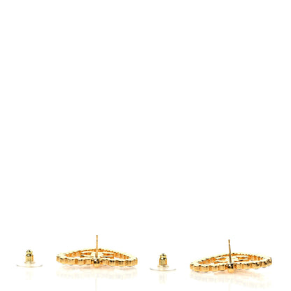 Chanel Crystal Heart CC Earrings Gold 3 of 4