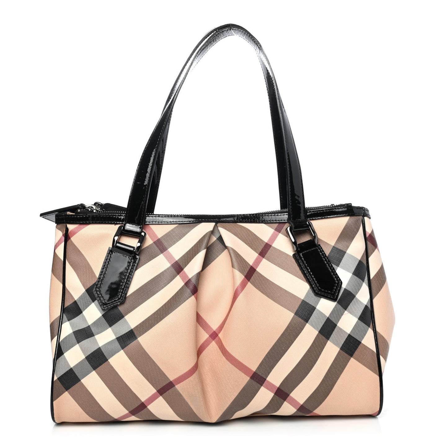 Patent Trim Supernova Check Medium Melbury Tote Black