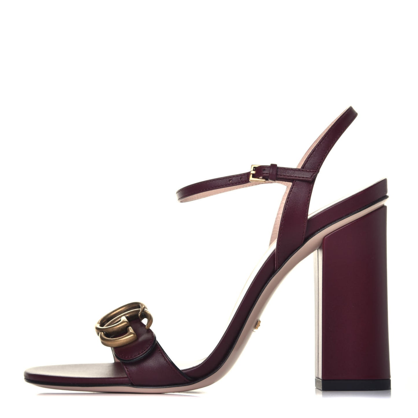 Lifford Calfskin GG Marmont Ankle Wrap 105mm Sandals 37.5 Vintage Bordeaux