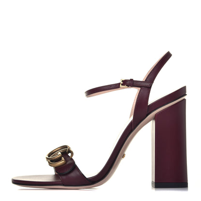 Gucci Lifford Calfskin GG Marmont Ankle Wrap 105mm Sandals 37.5 Vintage Bordeaux 1 of 9
