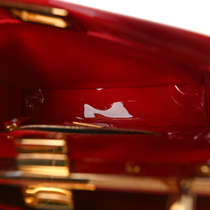 Fendi Vitello Vernice Mou Mini Peekaboo Iconic Satchel Rosso Cardinale 5 of 10