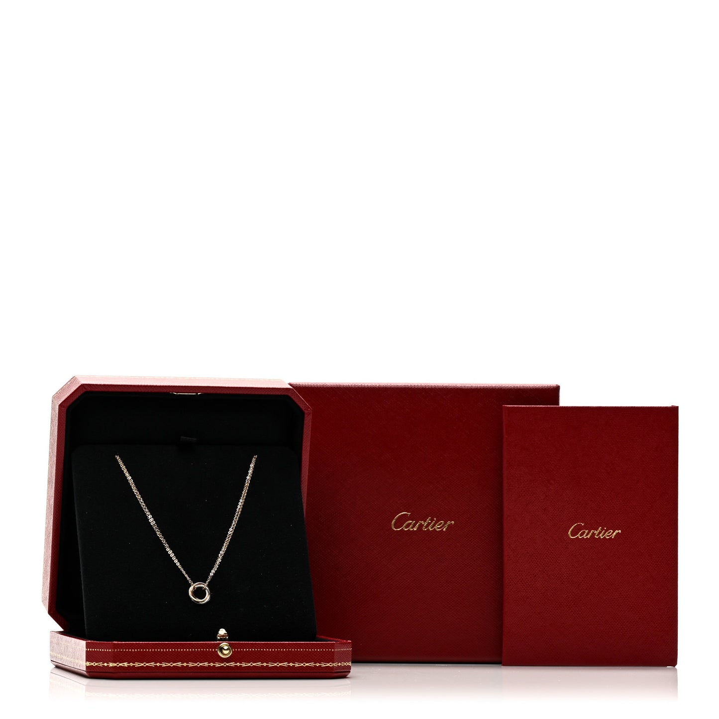 18K Pink Yellow White Gold Trinity Double Chain Pendant Necklace