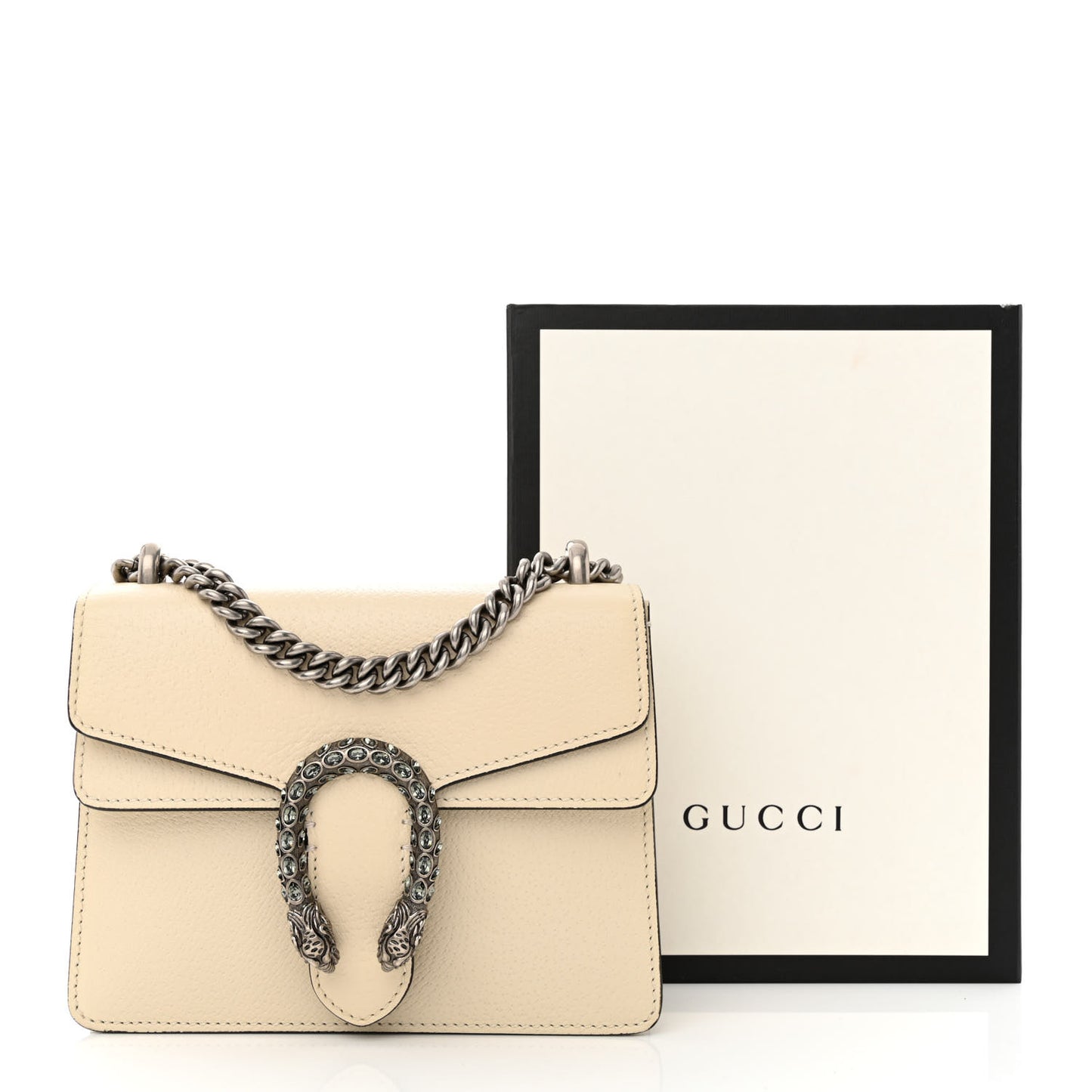 Textured Calfskin Crystal Mini Dionysus Shoulder Bag Mystic White
