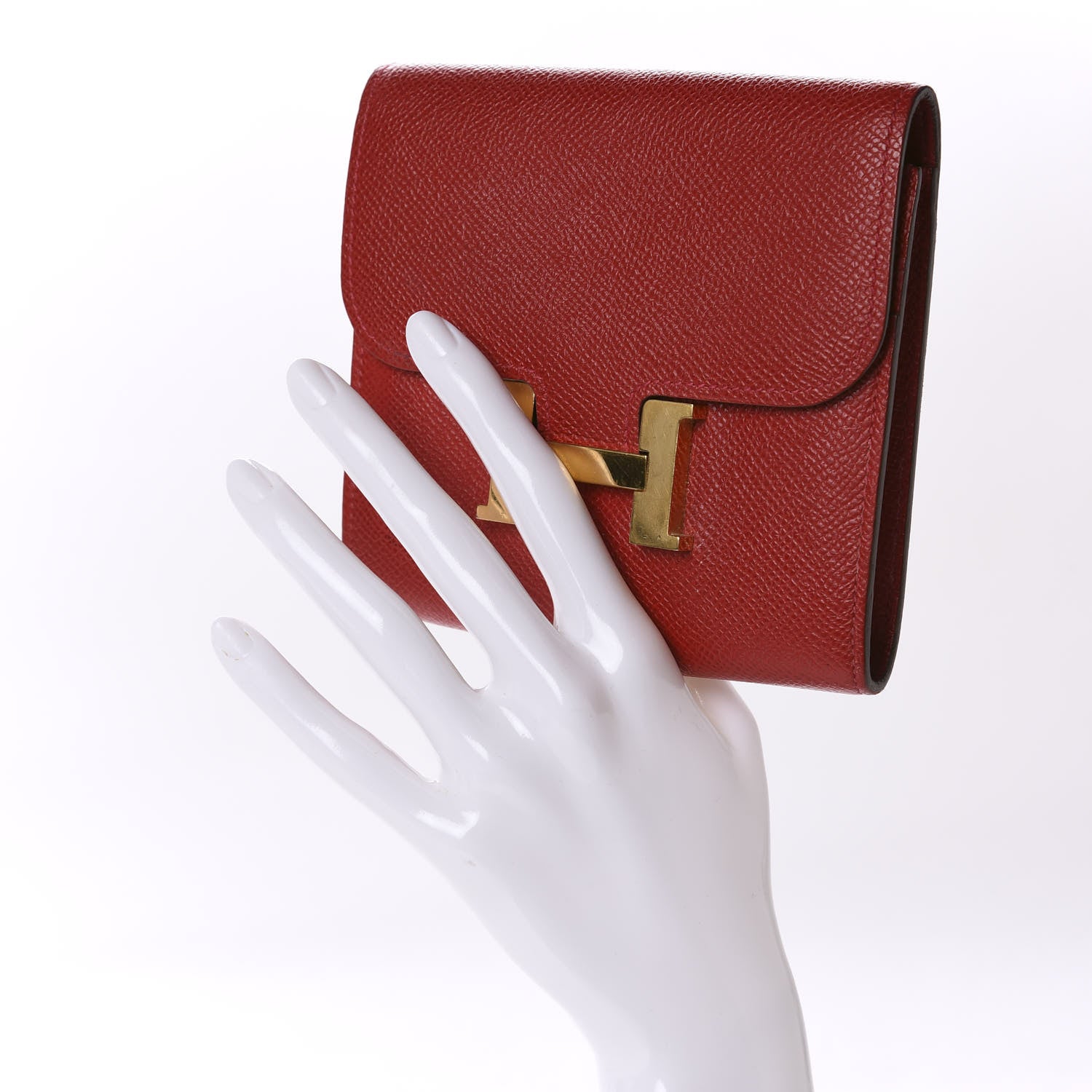 Hermes Epsom Constance Short Wallet Rouge Casaque 2 of 8