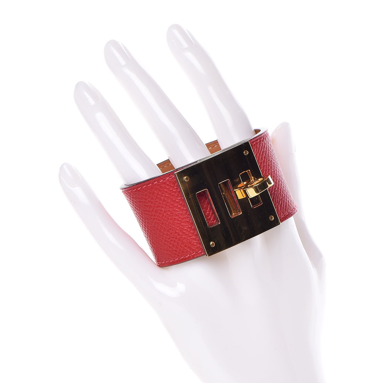 Hermes Epsom Kelly Dog Bracelet Rouge Casaque 2 of 6
