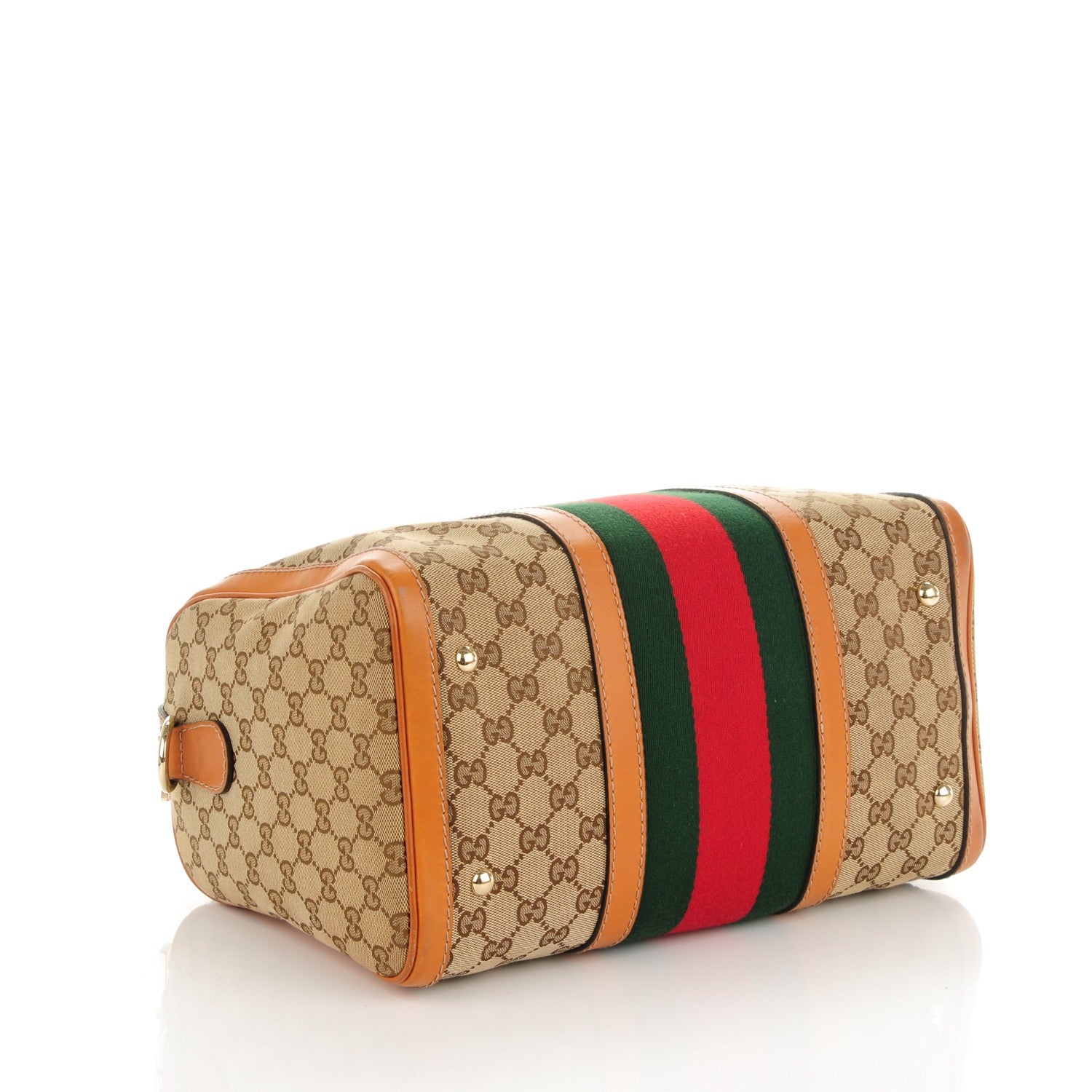 Gucci Monogram Vintage Web Medium Boston Tobacco 4 of 7