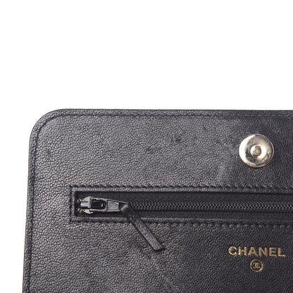 Chanel Caviar Sheepskin Chevron Quilted Vintage Mademoiselle Wallet On Chain WOC Black 11 of 17