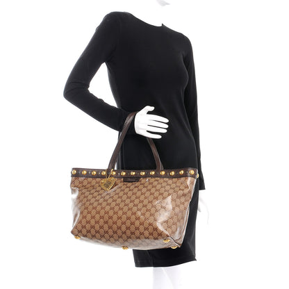 Gucci Crystal Monogram Medium Babouska Shopping Tote Dark Brown 2 of 11