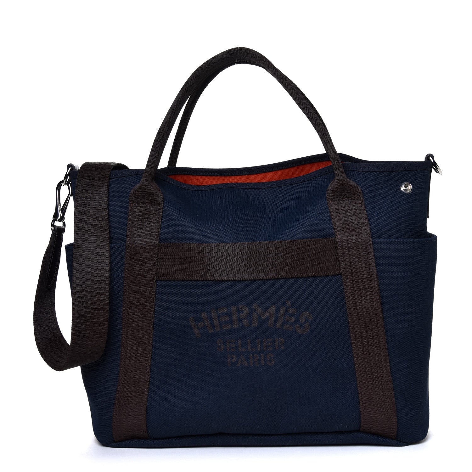 Hermes Toile Sac De Pansage Groom Bleu Navy Feu 1 of 8