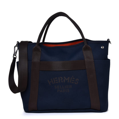 Hermes Toile Sac De Pansage Groom Bleu Navy Feu 1 of 8
