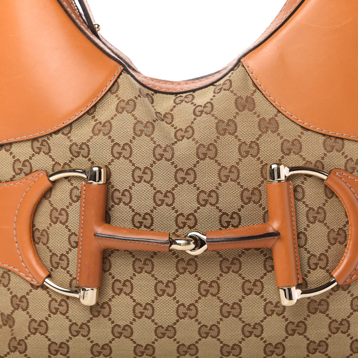 Gucci Monogram Large Horsebit Web Hobo Tan 10 of 10