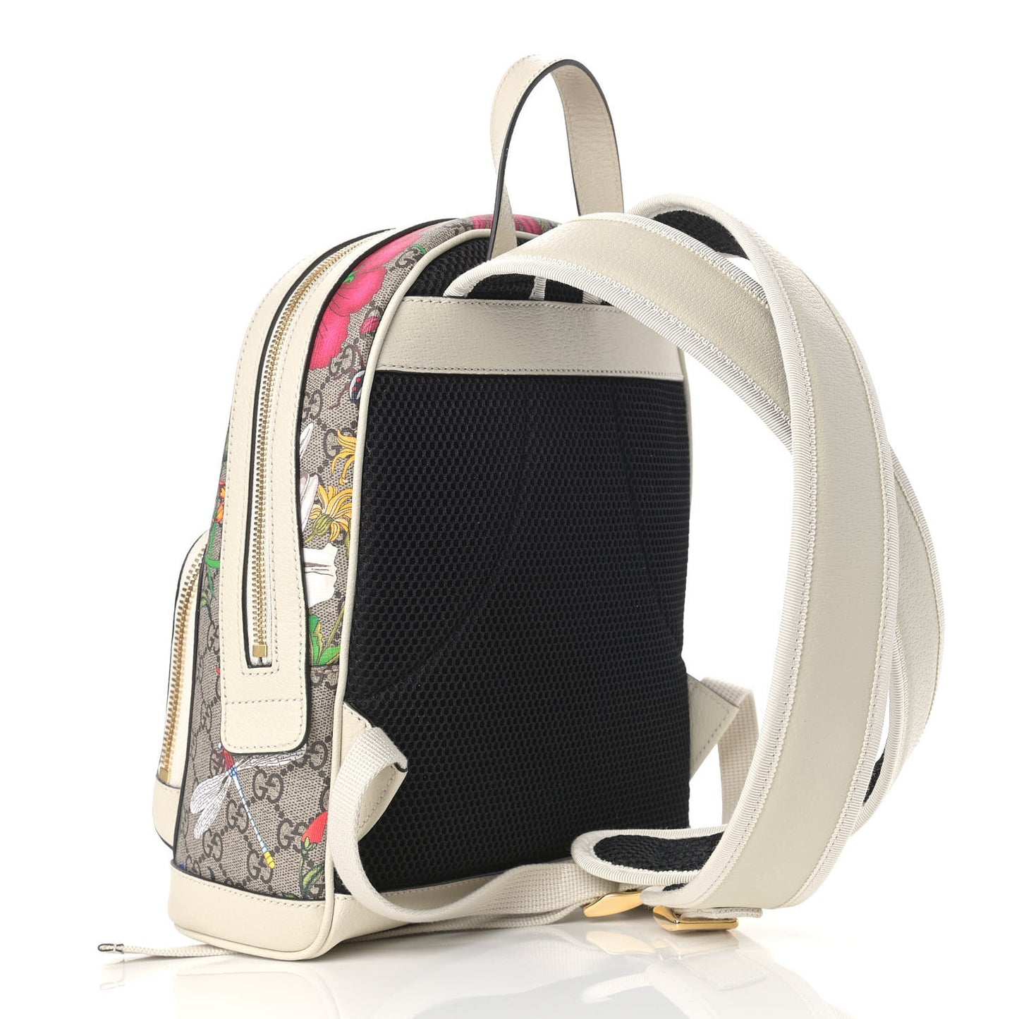 GG Supreme Monogram Flora Web Small Ophidia Day Backpack White