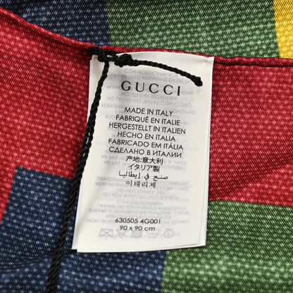 Gucci Silk Marley Stripe Scarf Red Multicolor 3 of 4