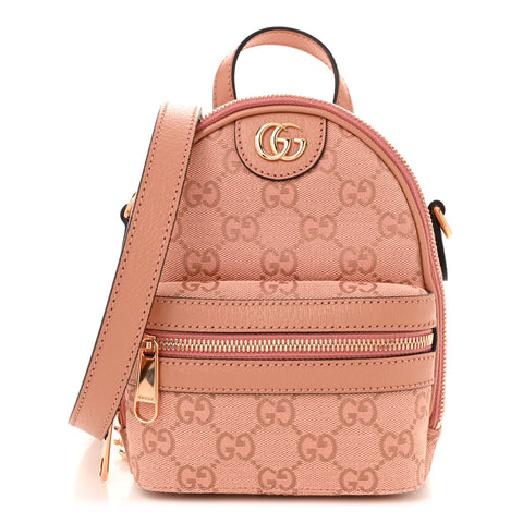 Monogram Textured Dollar Calfskin Mini Ophidia Crossbody  Cloche Rose Pink