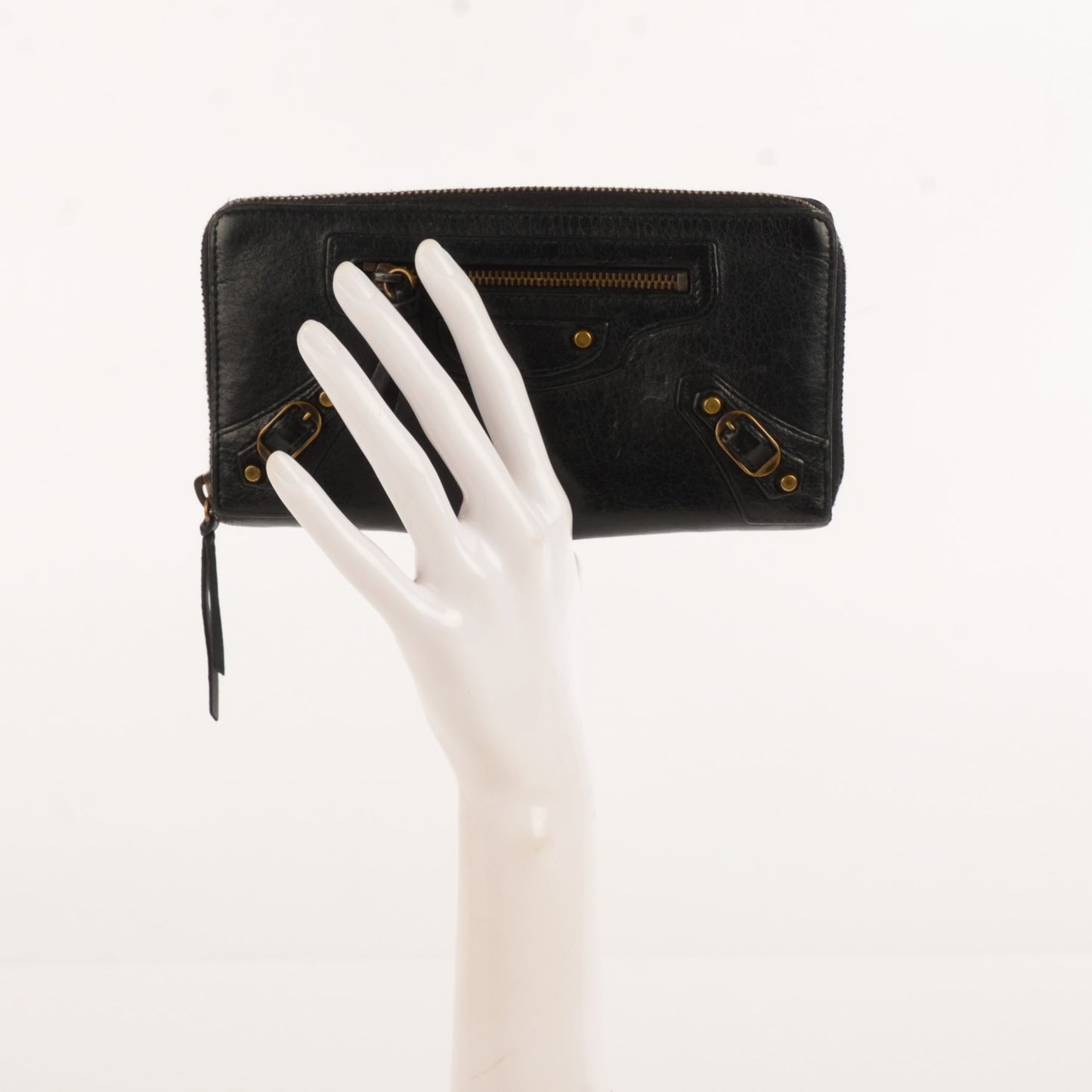 Chevre Classic Hardware Continental Zip Around Wallet Black