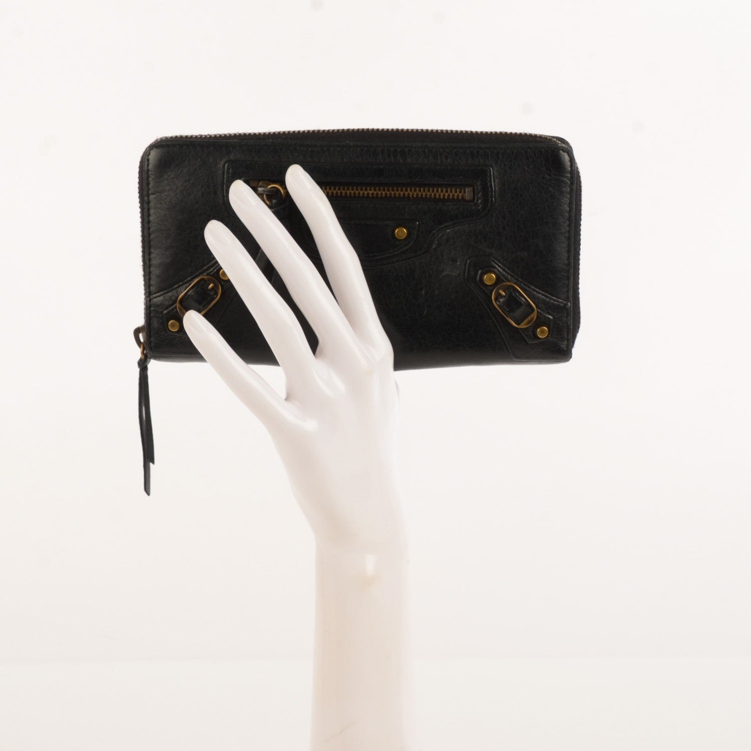 Balenciaga Chevre Classic Hardware Continental Zip Around Wallet Black 2 of 14