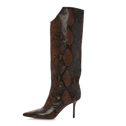 Jimmy Choo Snake Printed Brelan 85 Tall Boots 38.5 Cuoio 1 of 11