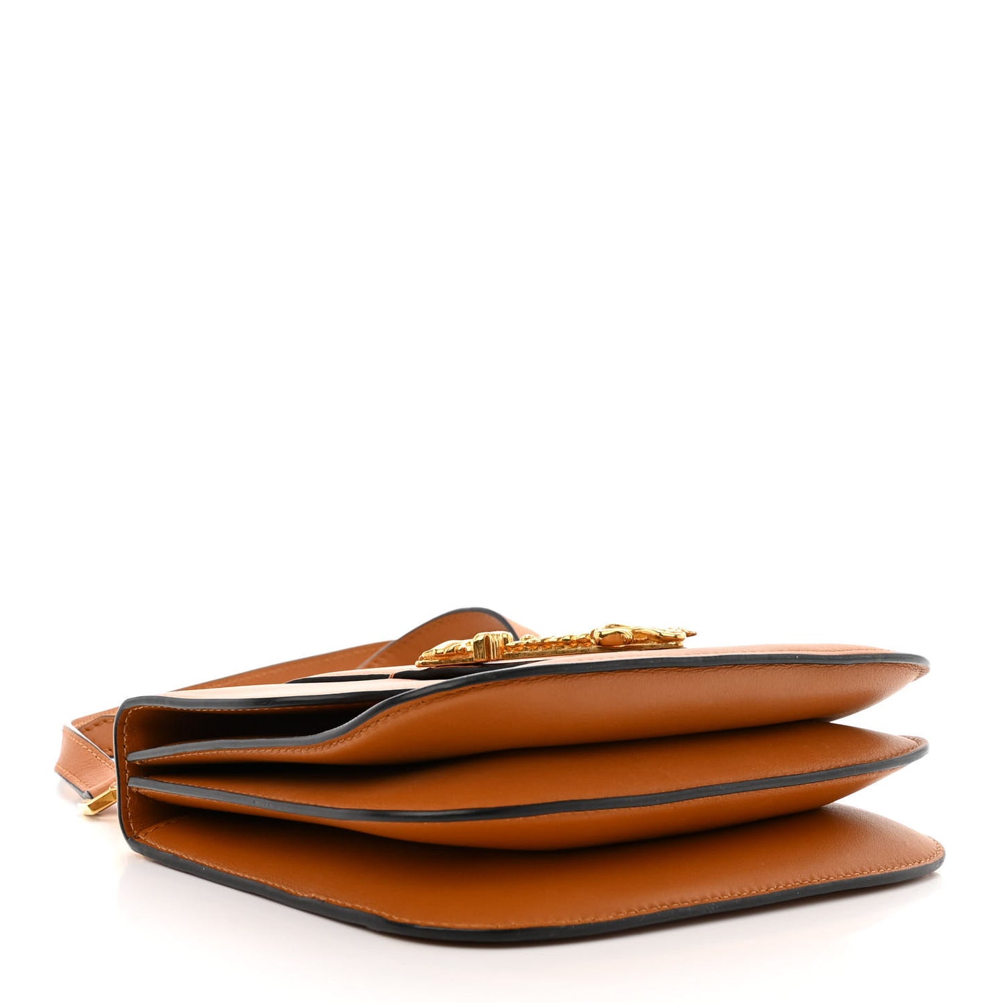 Vitello Barocco Virtus Small Top Handle Shoulder Bag Brown