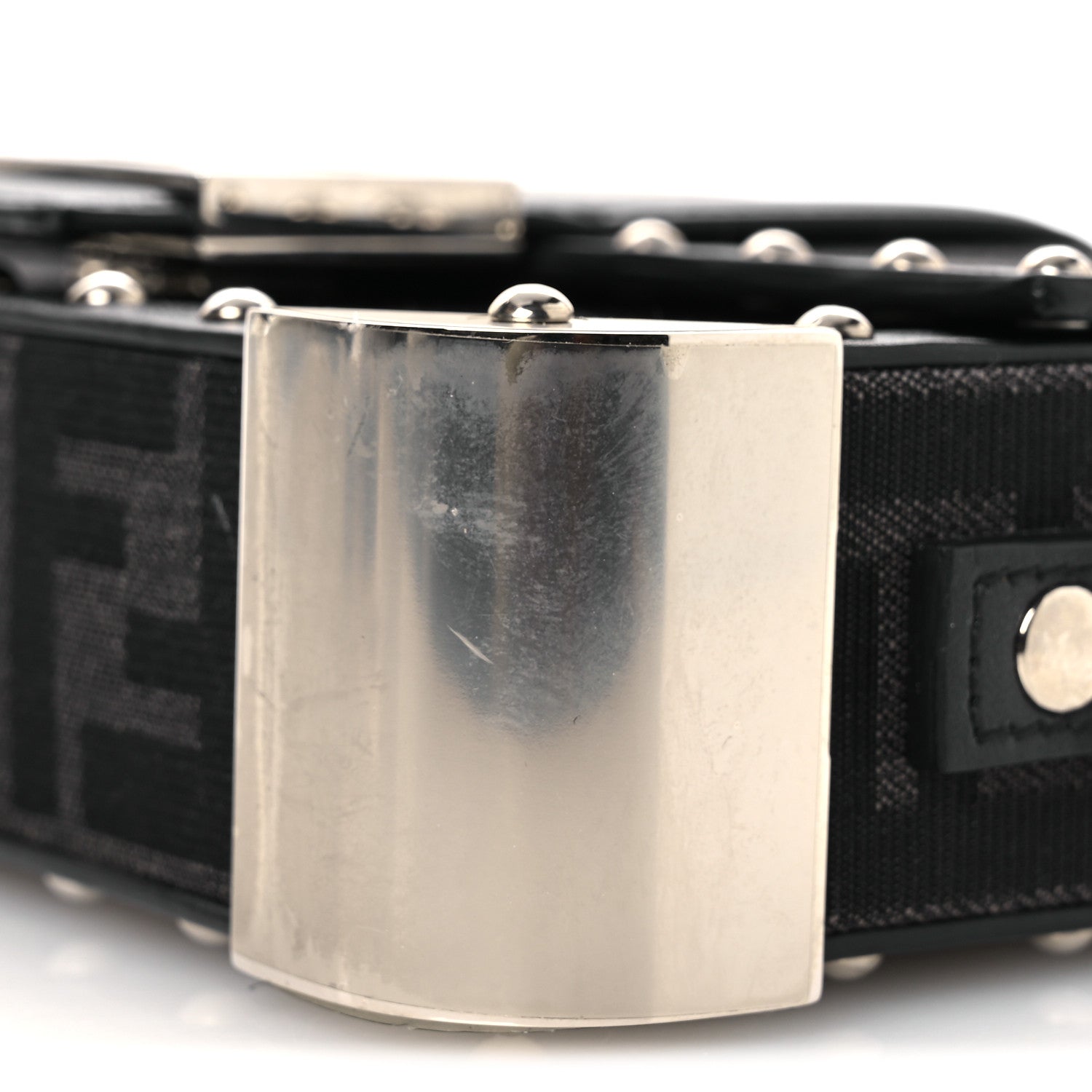 Fendi Recycled Fabric Jacquard Vitello Astro FF 1974 Mini Baguette Trunk Asfalto Black 9 of 12