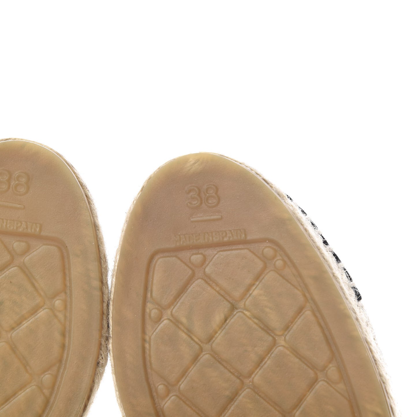 Woven Fabric Grosgrain CC Espadrilles 38 Beige Black
