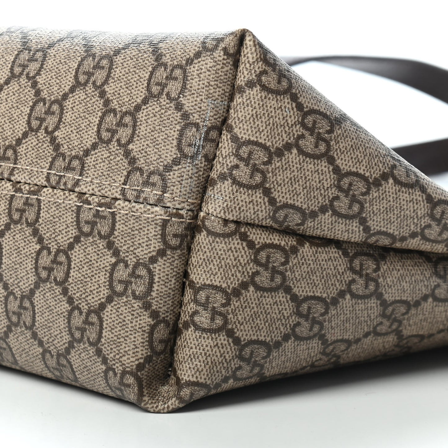 GG Supreme Monogram Medium Zippered Shopping Tote Dark Brown