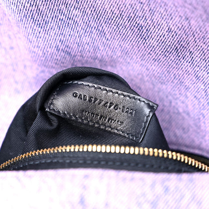 Saint Laurent Denim Quilted Small Loulou Puffer Monogram Chain Satchel Bleached Lilac 7 of 9