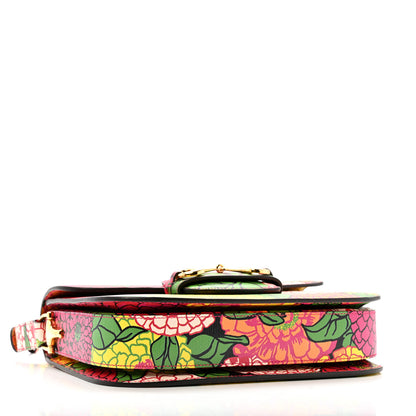 Gucci X KEN SCOTT New Shangai Calfskin Pomponica Print Horsebit 1955 Shoulder Bag Multicolor Fuxia Pompon 4 of 11
