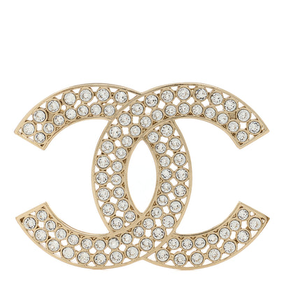 Chanel Metal Crystal CC Brooch Gold 1 of 4