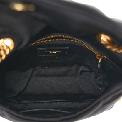 Saint Laurent Satin Quilted Toy Loulou Puffer Monogram Chain Satchel Black 5 of 10