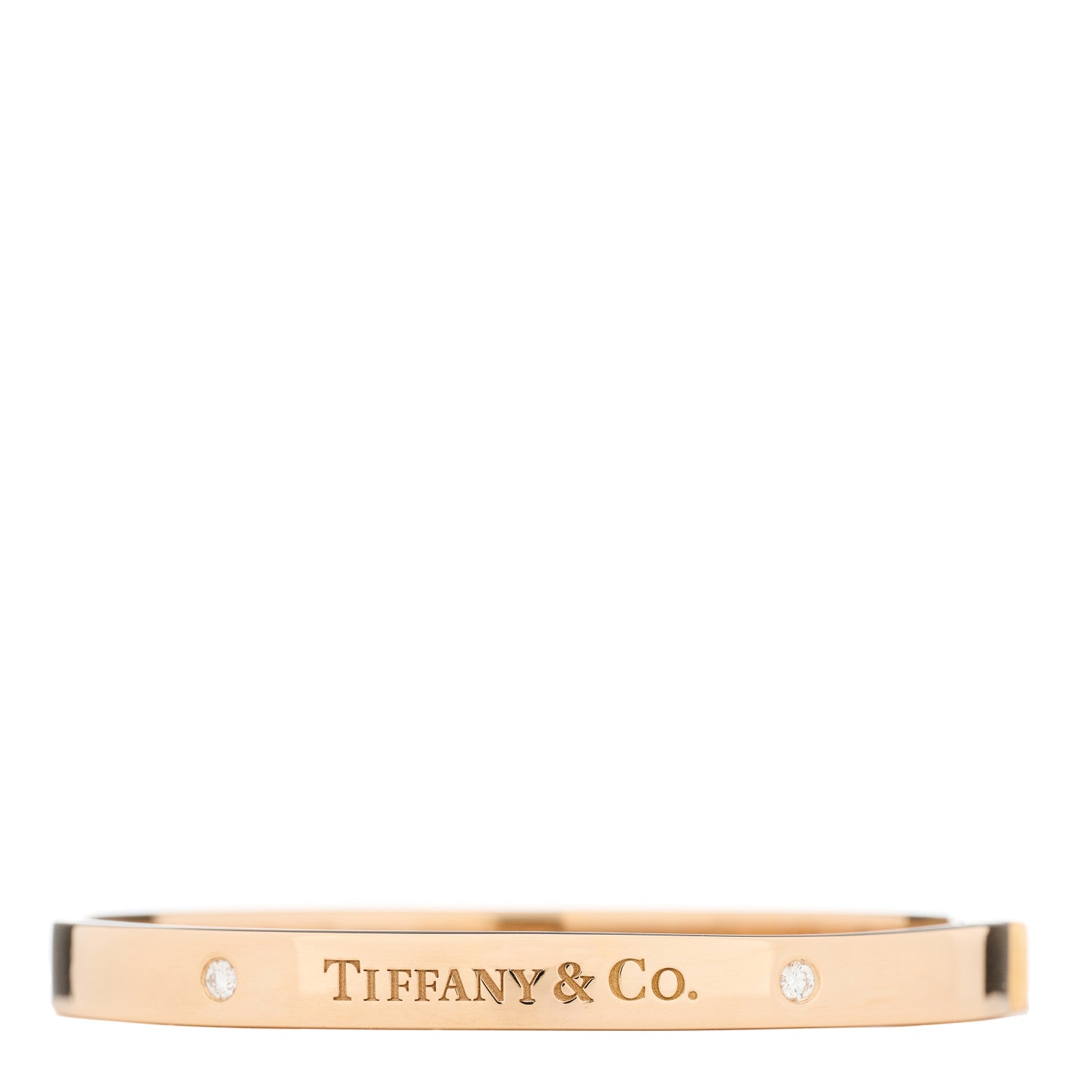Tiffany 18K Rose Gold Diamond Hinged Bangle Bracelet 1 of 5