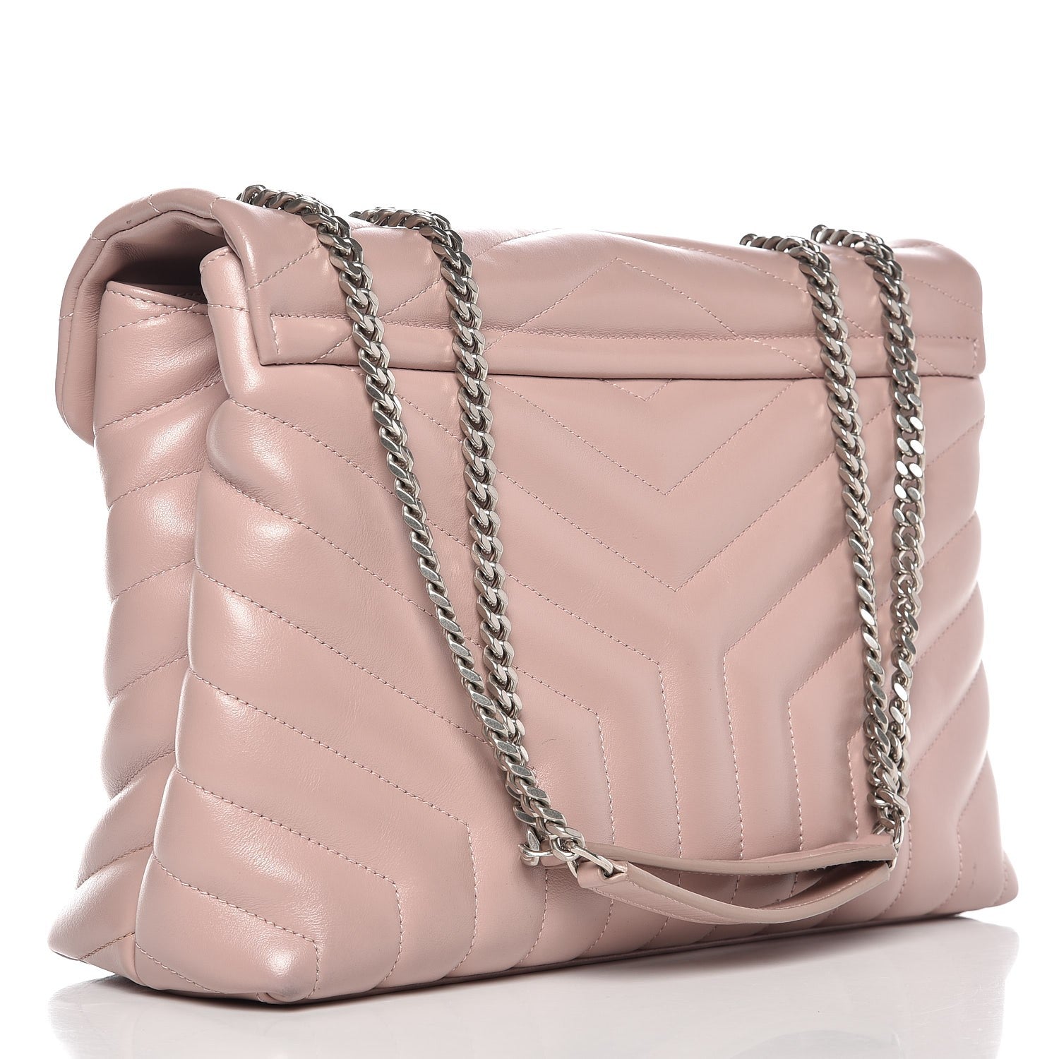 Saint Laurent Calfskin Y Quilted Monogram Medium Loulou Chain Satchel Rose Antic 3 of 14