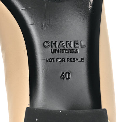 Chanel Lambskin Cap Toe Ballerina Flats 40 Beige Black 6 of 9