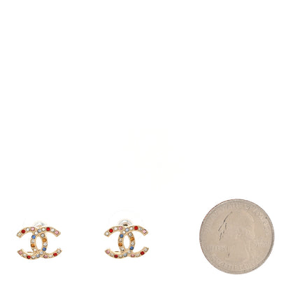 Chanel Crystal CC Earrings Gold Multicolor 2 of 5