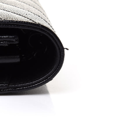 Saint Laurent Grain De Poudre Matelasse Chevron Monogram Chain Wallet Black 10 of 13