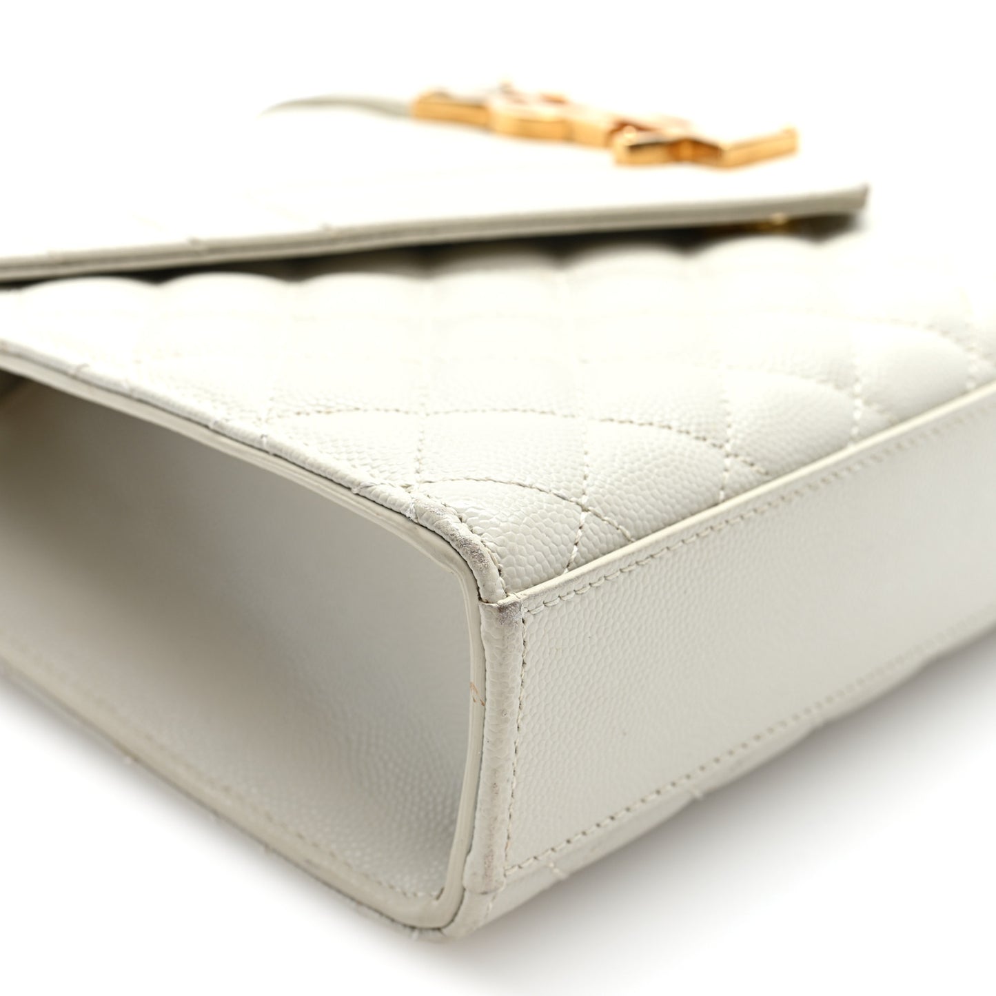 Grain De Poudre Textured Mixed Matelasse Medium Triquilt Monogram Satchel Crema Soft