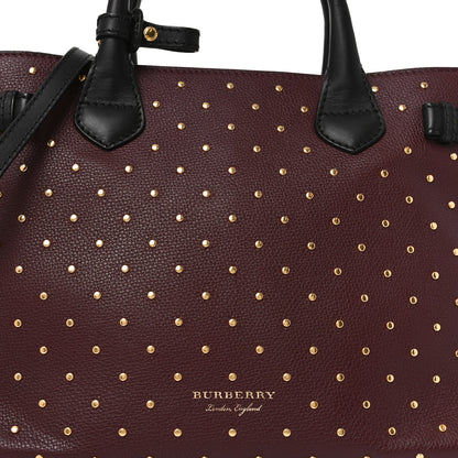 Burberry Grainy Calfskin Studded Medium Banner Tote Burgundy 7 of 9