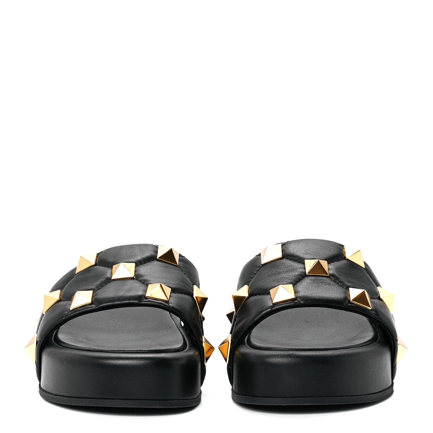 Nappa Roman Stud 30/50mm Platform Slide Sandals 38 Black