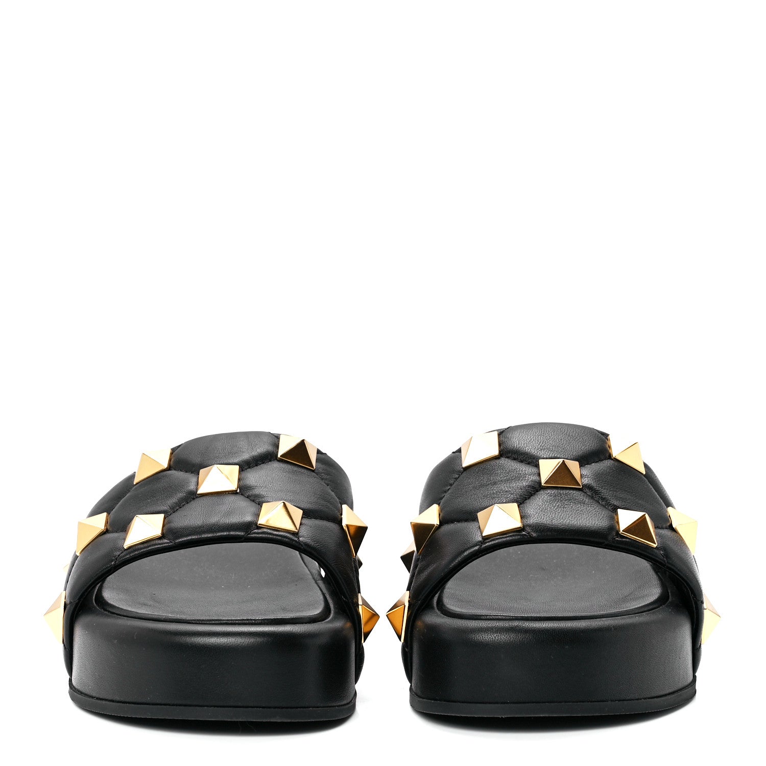 Valentino Garavani Nappa Roman Stud 30/50mm Platform Slide Sandals 38 Black 2 of 8