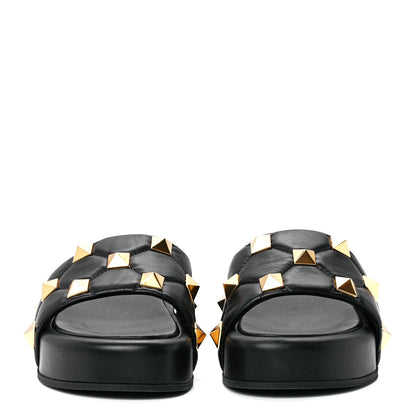 Valentino Garavani Nappa Roman Stud 30/50mm Platform Slide Sandals 38 Black 2 of 8