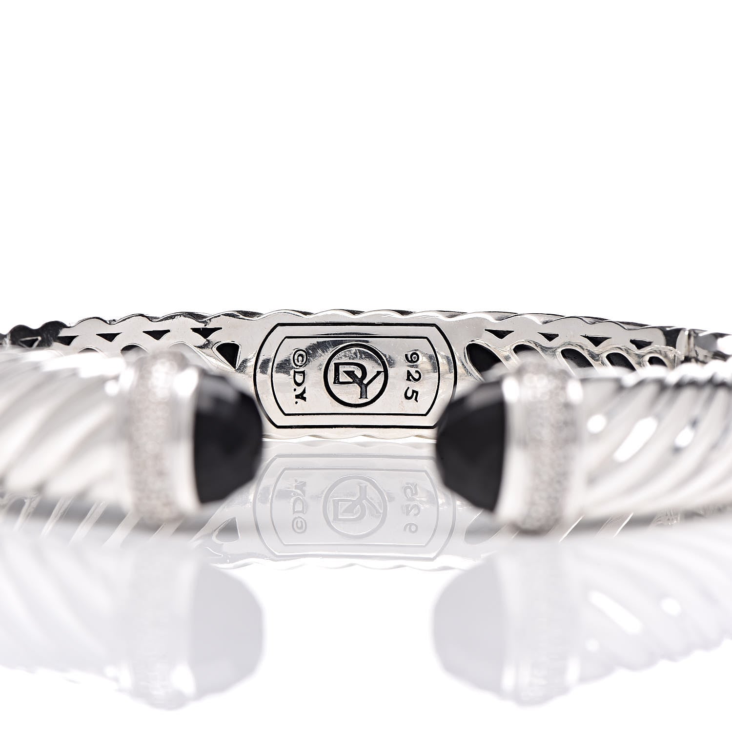 David Yurman Sterling Silver Diamond Black Onyx 10mm Waverly Bracelet 4 of 4