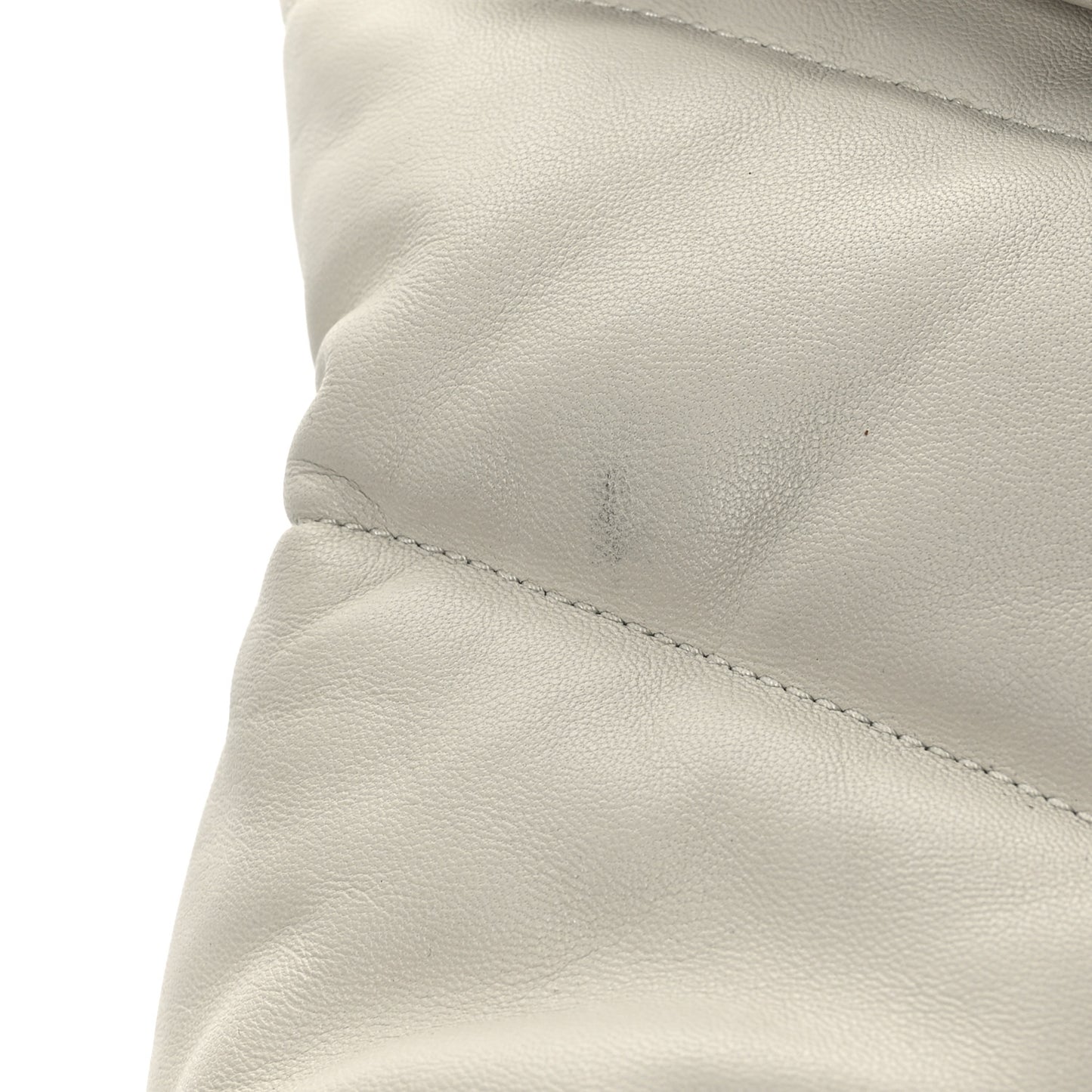 Lambskin Quilted Medium Loulou Puffer Monogram Chain Satchel Crema Soft