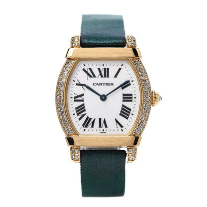 Cartier 18K Yellow Gold Satin Diamond 26mm Tortue Chinoise Quartz Watch Green 1 of 9