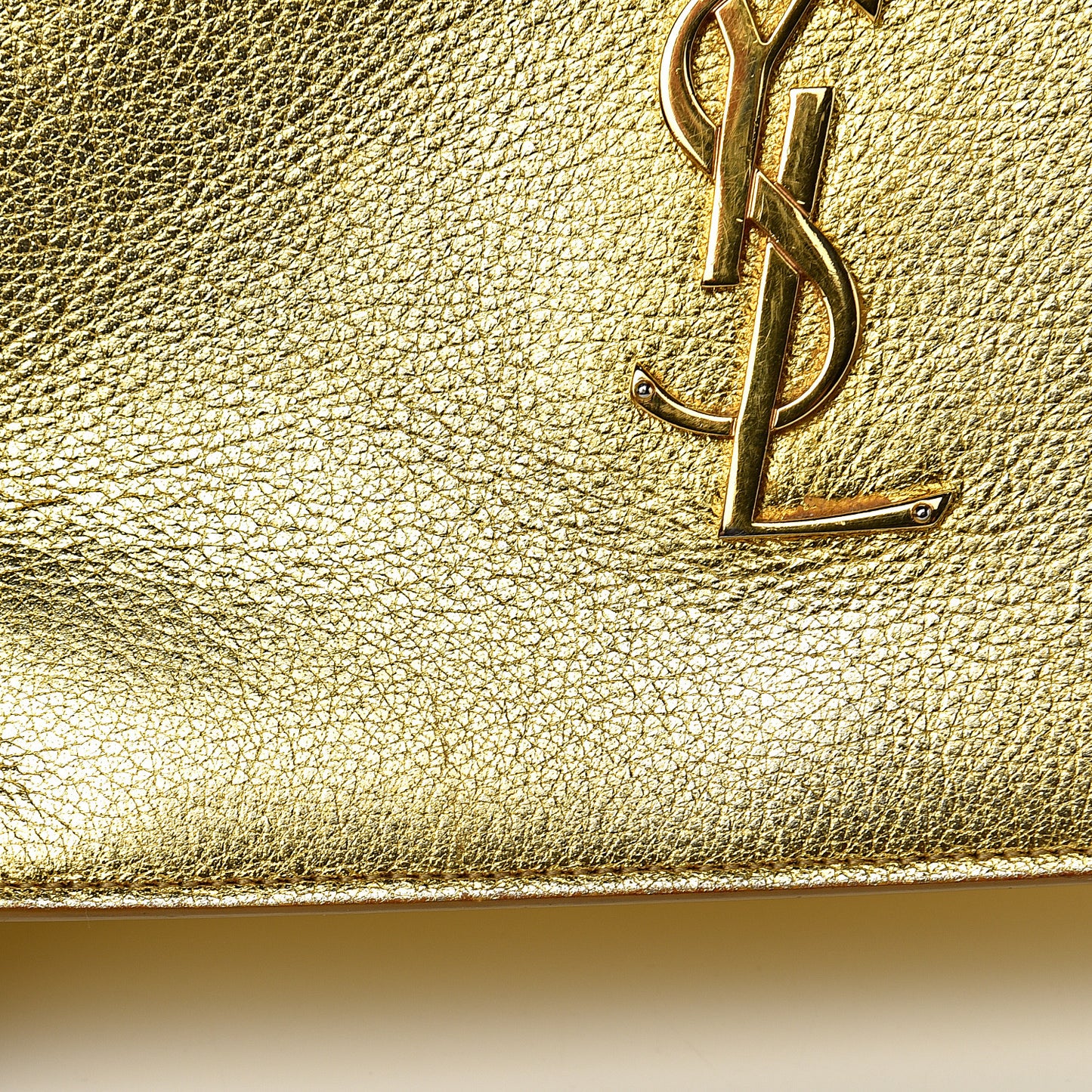 Metallic Calfskin Monogram Chain Wallet Gold