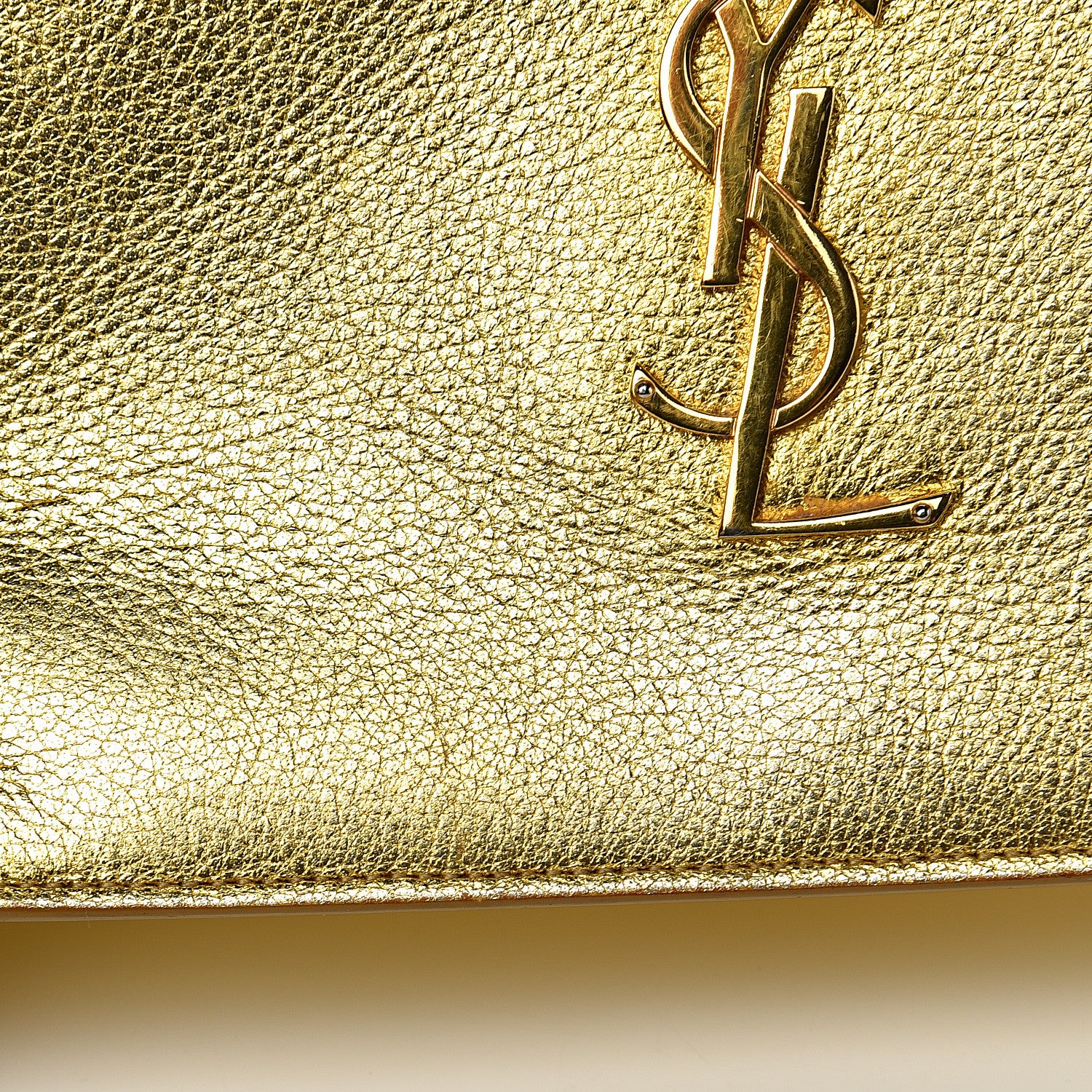 Saint Laurent Metallic Calfskin Monogram Chain Wallet Gold 11 of 22