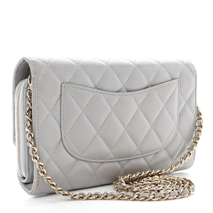 Chanel Caviar Quilted Phone Holder Wallet on Removable Chain Grey 4 of 16